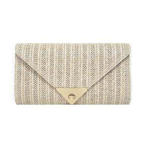 Debimy Stylish Woven Straw Clutch for Beach & Summer Parties (Beige)